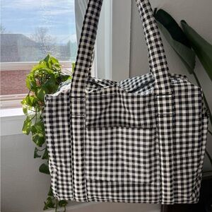 BAGGU Small Cloud Carryon in Black & White Gingham